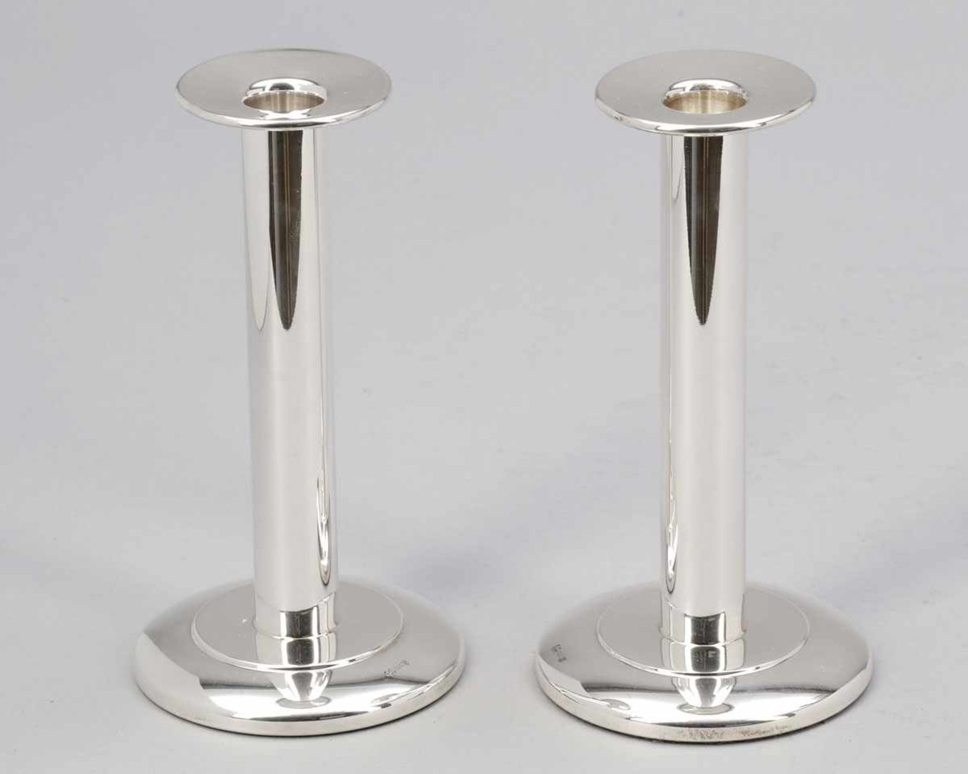 Paar Tafelleuchter / Pair Candle SticksArthur Möhrle/Schwäbisch Gmünd. 925er Silber. Punzen: