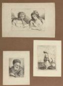 Grafiker des 18. Jahrhunderets- Porträts - 3 Radierungen. Bis 9 x 13 cm. Unter Glas gerahmt. Zwei