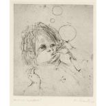 Katrin Beck-Brandt1942 Bad Homburg - "Kind mit Seifenblasen" - Radierung/Papier. 19,3 x 16,7 cm,