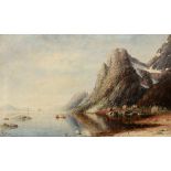 Therese Fuchs1849 Düsseldorf - 1898 - "Norwegische Landschaft - Motiv vom Nordfjord" - Öl/Lwd. 47,