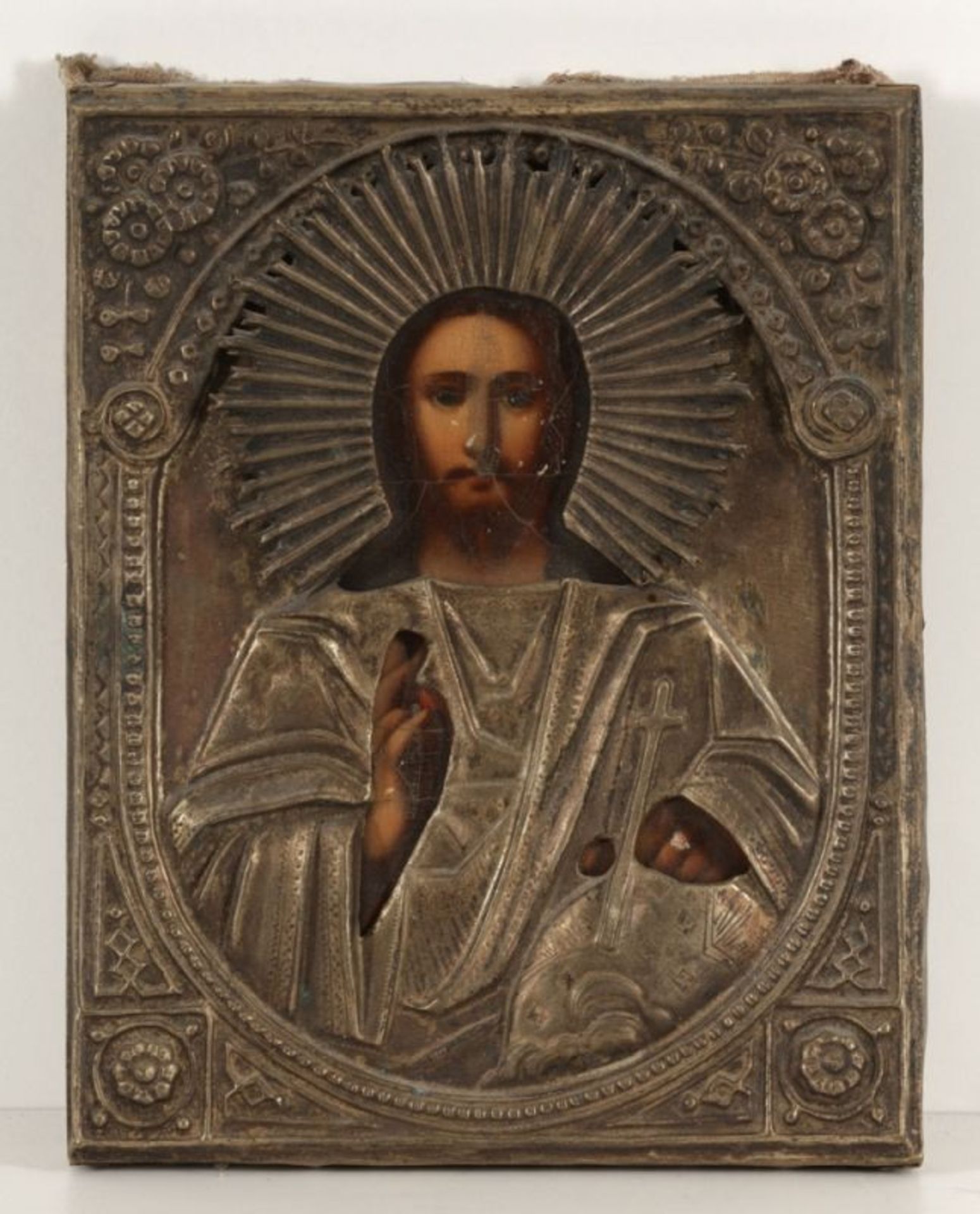 3 IkonenRussland, 19. Jahrhundert. - "Christus Pantokrator" - Tempera/Holz. Messingoklad. 23 x 17,