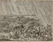 Jan LuykenAmsterdam 1649 - 1712 nach - "De Plaag van Hagel en Vuur over Egipte" - Kupferstich. 33