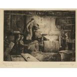 Erich Hasenclever1886 Remscheid - 1967 - "Gießer im Magnuswerk" - Radierung/Papier. 24,7 x 34,8