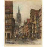 Luigi Kasimir1881 Pettau - 1962 Wien - Hannover - Schmiedestraße - Farbradierung/Papier. 53,2 x 43,2