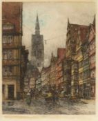 Luigi Kasimir1881 Pettau - 1962 Wien - Hannover - Schmiedestraße - Farbradierung/Papier. 53,2 x 43,2