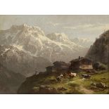 Monogrammist des 20. Jahrhunderts- Alm - Öl/Hartfaser. 21 x 28,5 cm. Monogr. r. u.: G. H. Rückseitig