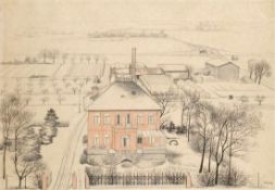 Hans Mertens1906 Hannover - 1944 Albi - "Gärtnerei im Winter" - Tusche und Aquarell/Japanbütten.