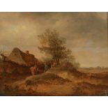 Jan van Goyen1596 Leiden - 1556 Den Haag attr. - Landschaft mit Bauern - Öl/Holz. 28 x 36 cm.