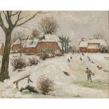 Ernst Wilhelm H. Eitner1867 Hamburg - 1955 Hamburg - Winterlandschaft mit Schlittenfahrern - Öl/