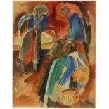 Karl Schmidt-Rottluff1884 Rottluff/Chemnitz - 1976 Berlin - "Am Backofen" - Aquarell/Papier. 64,7