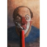 Gerd Bannuscher1957 Königsacker - Clown mit Kerze - Acryl/Hartfaser. 67,5 x 48 cm. Sign. und dat. r.