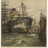 Luigi Kasimir1881 Pettau - 1962 Wien - Hamburger Hafen - Farbradierung/Papier. 42 x 41,3 cm, 57 x