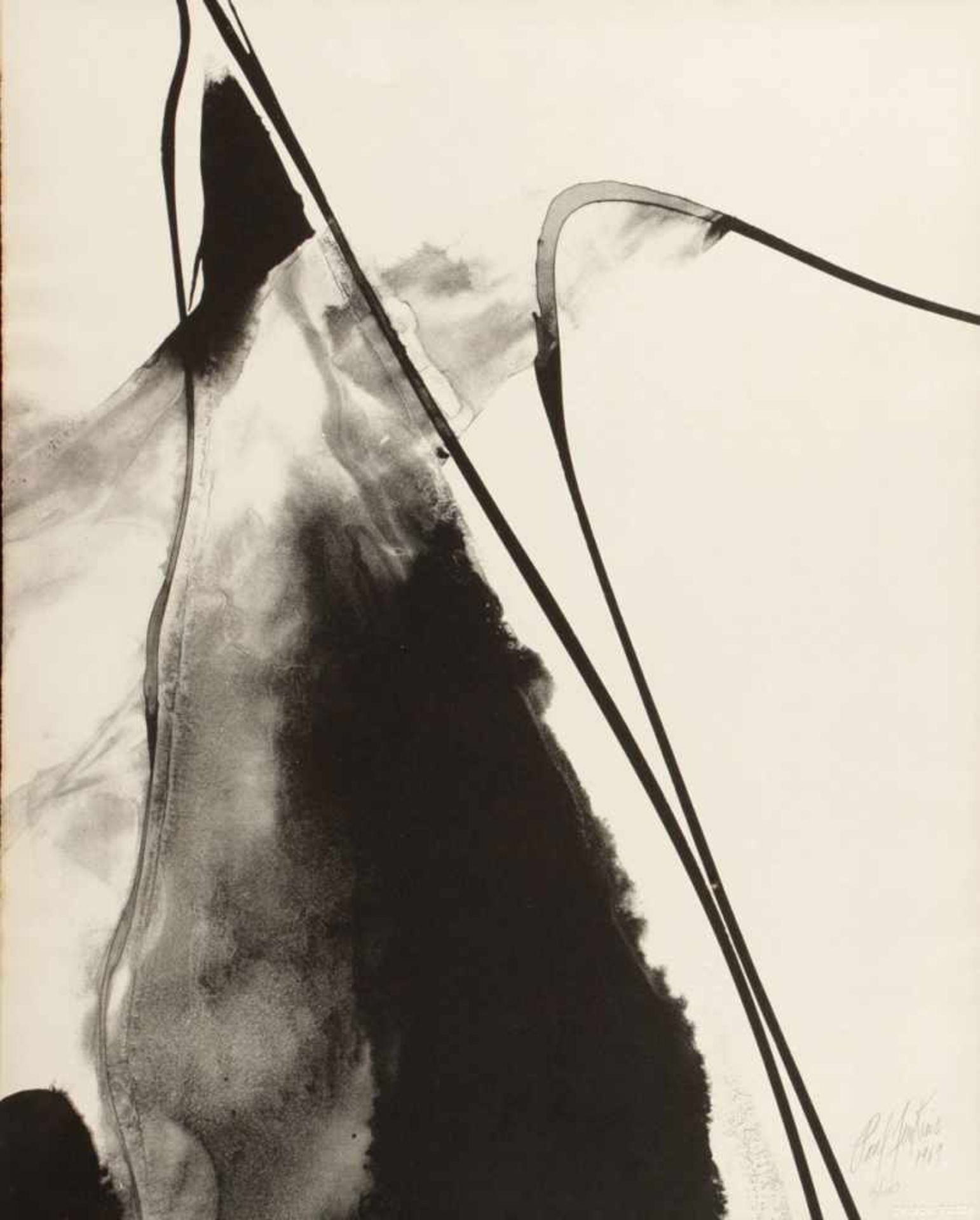 Paul Jenkins1923 Kansas - 2012 New York - "Phenomena Black and White" - Lithografie/Papier. 6/100.