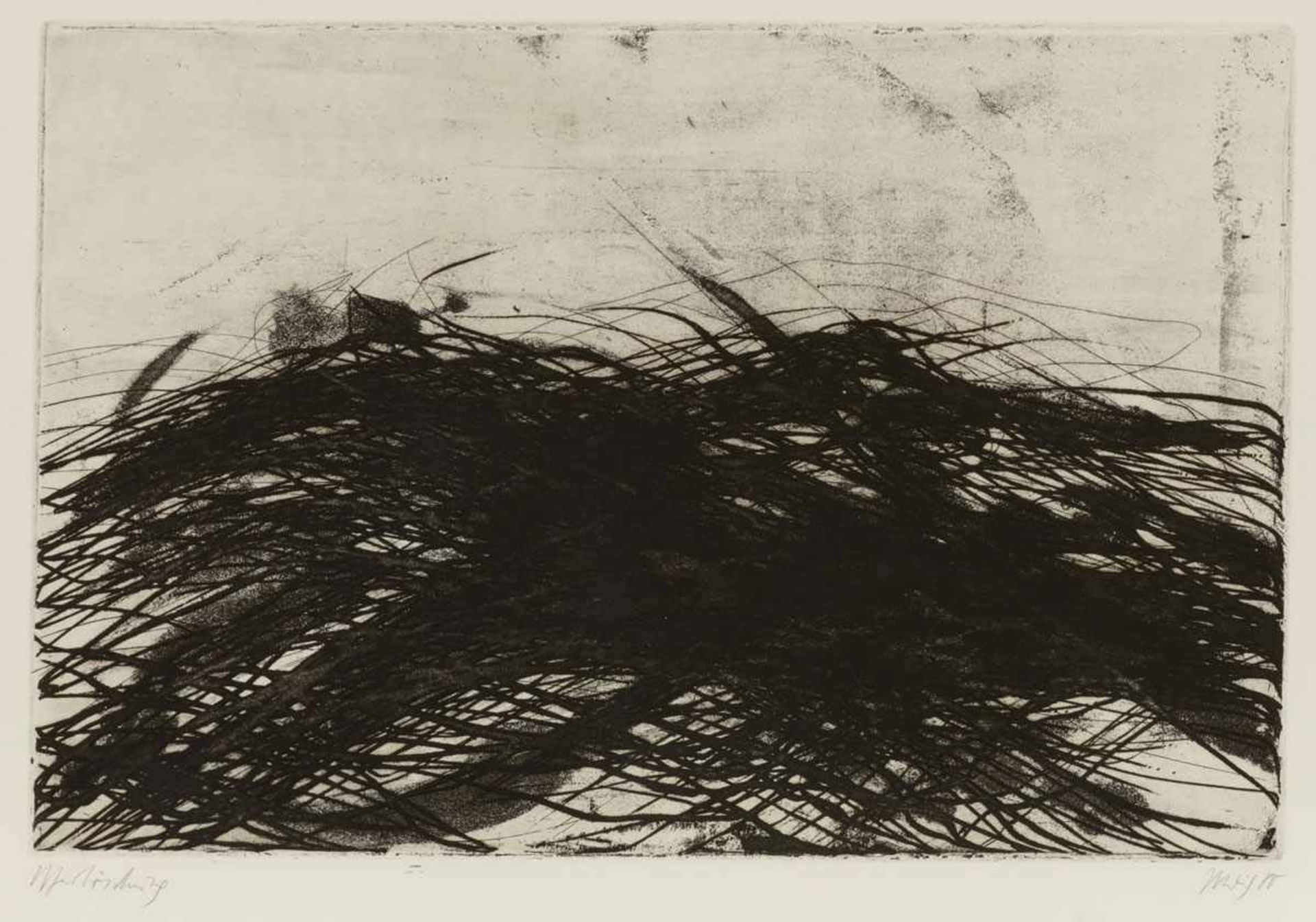 Max Uhlig1937 Dresden - lebt in Dresden - "Uferböschung" - Radierung/Papier. 34,5 x 52,5 cm, 45,5