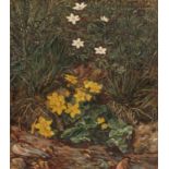 Rudolf Kroll1895 Glauchau - 1972 Glauchau - Blumen und Gras an Bachlauf - Öl/Lwd. 45,4 x 40 cm.
