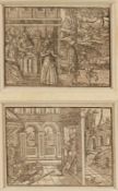 Holzschnitzer des 16./17. Jahrhunderts- Figurale Szenen - Zwei Holzschnitte. 29 x 37,5 cm. Unter