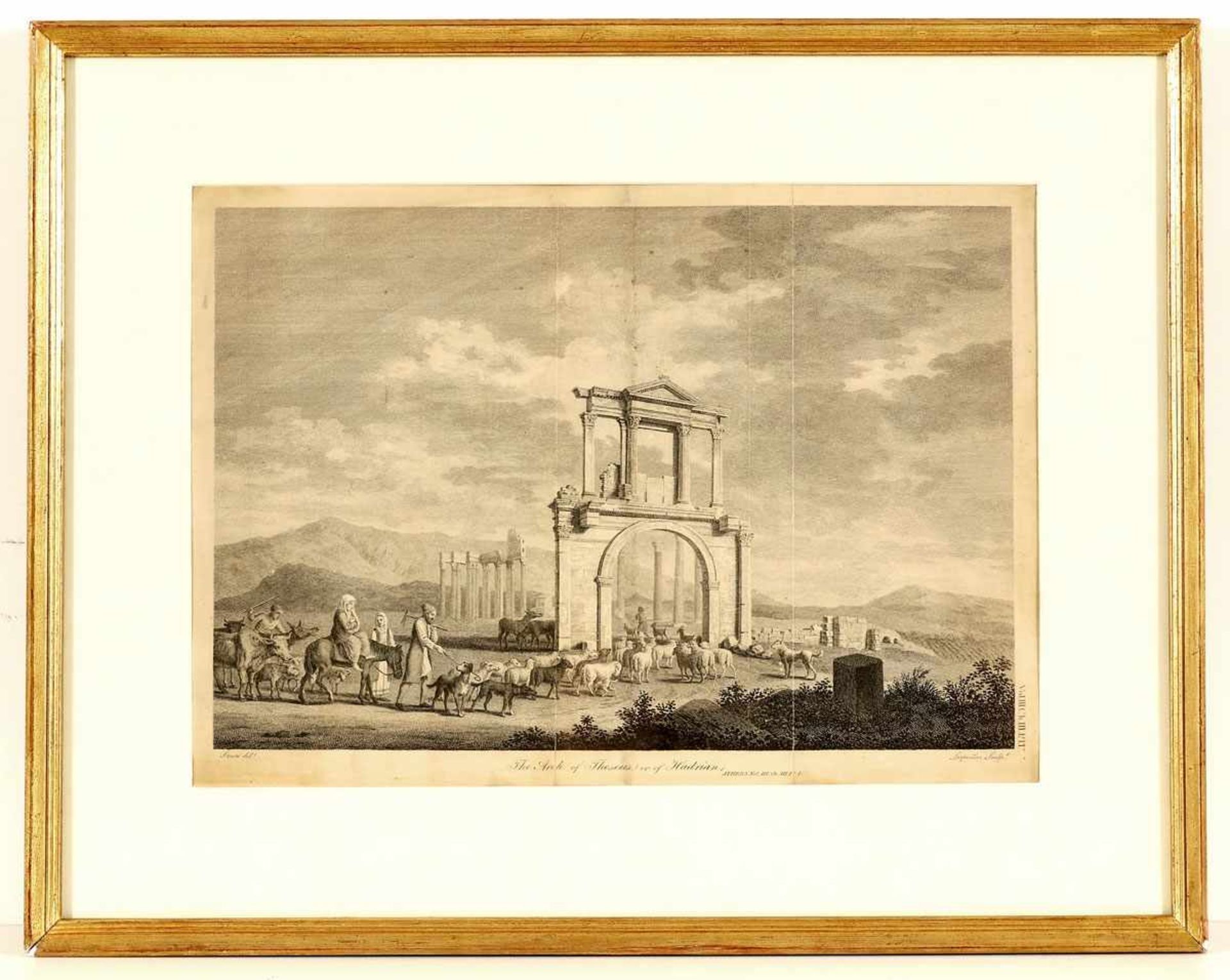 Daniel Lerpinière1745 - 1785 London nach - "The Arch of Theseus or of Hadrian" - Kupferstich. Falze. - Bild 2 aus 2