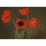 Monogrammist des 19. Jahrhunderts- Mohn - Öl/Lwd auf Karton. 29 x 41,8 cm. Bez. und dat. r. u.: