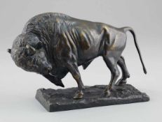Künstler des 20. Jahrhunderts- Bison - Bronze. Goldbraun patiniert. H. 21,2 cm.