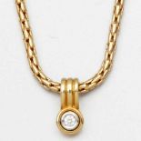 Collier mit Brillantanhänger-Clip750/- Gelbgold und Weißgold, gestempelt. Gewicht: 17,8g. 1 Brillant