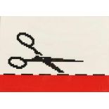 Petrus Wandrey1939 Dresden - 2012 Hamburg - "Cut on dotted line - A - Red" - Farbserigrafie/