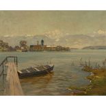 Erich Mercker1891 Zabern - 1973 München - "Chiemsee mit Fraueninsel" - Öl/Lwd. 80,5 x 100,5 cm.