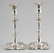 Paar Tafelleuchter / Pair of candle sticksSheffield/England, um 1835/36. 925er Silber. Punzen: