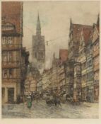 Luigi Kasimir1881 Pettau - 1962 Wien - Hannover - Schmiedestraße - Farbradierung/Papier. XVII/L.