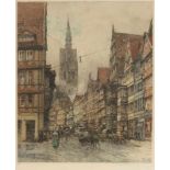 Luigi Kasimir1881 Pettau - 1962 Wien - Hannover - Schmiedestraße - Farbradierung/Papier. XVII/L.