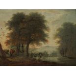 Johann Georg Ambrosius Moeviusca. 1710 Augsburg - 1770 Amsterdam - Flusslandschaft mit Bäumen - Öl/