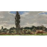 Lotte Laserstein1898 Preußisch Holland - 1993 Kalmar - Grasendes Pferd in Landschaft vor weitem