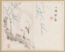 Japanischer Künstler des 20. Jahrhunderts- "Wasservogel" - Tusche/Papier. 25 x 31,5 cm.