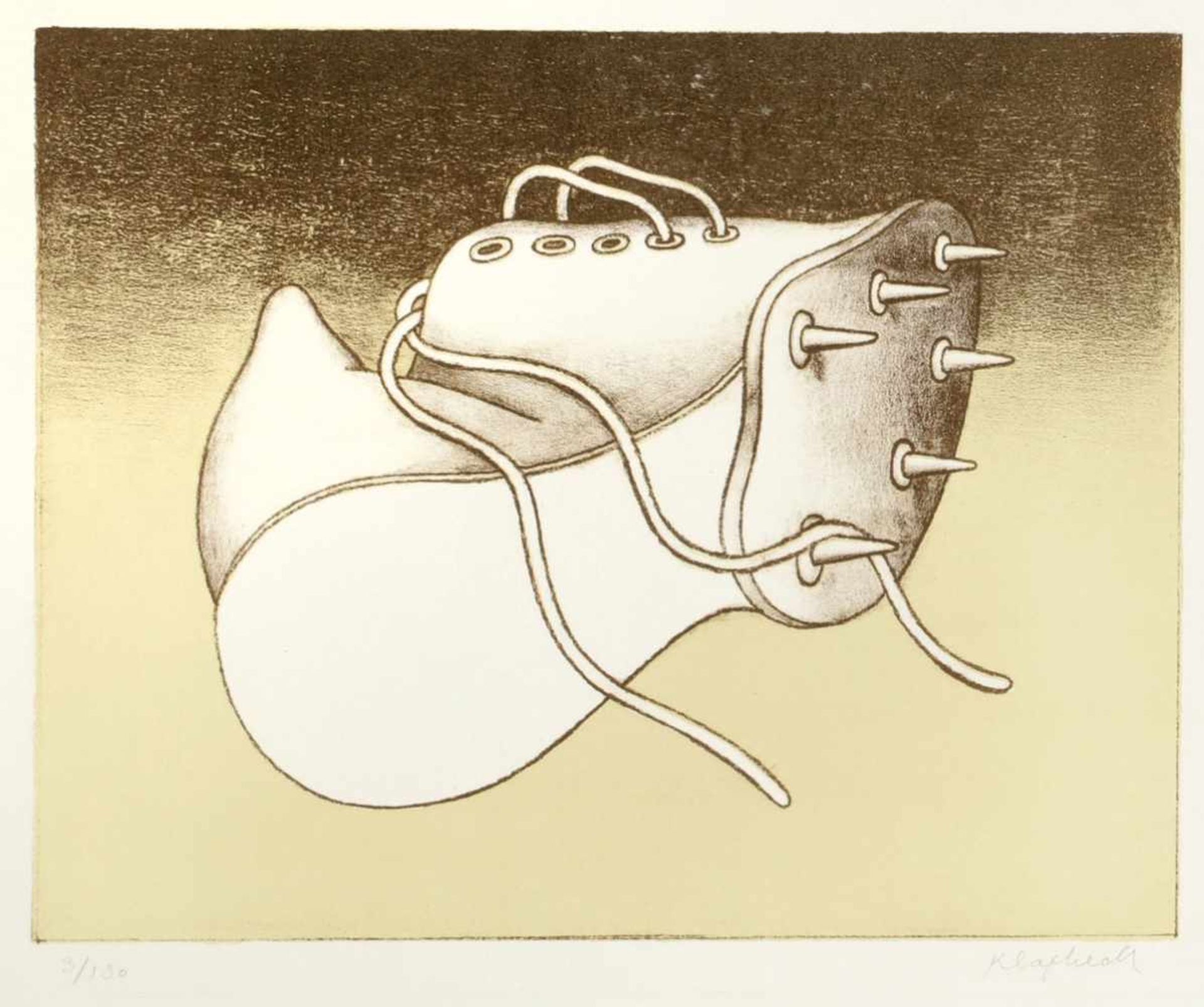 Konrad Klapheck1935 Düsseldorf - "Sportschuh" - Farblithografie/Papier. 3/130. 28,5 x 35,5 cm, 39