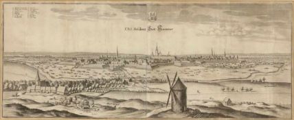 Kaspar Merian1627 Frankfurt - 1686 Holland - "F. B. L. Residentz Statt Hannover" - Kupferstich.