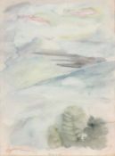 Helmut Silbermann1948 Dresden - Berglandschaft mit drei Bäumen im Vordergrund - Aquarell/Papier.