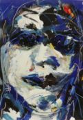 Martin Heinig1958 Husum - "Blue Boys Blues" - Mischtechnik/Papier. 99 x 69 cm. Rückseitig betit.,