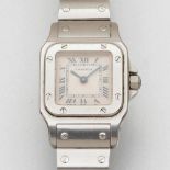 Cartier-DamenarmbanduhrFa. Cartier, Schweiz. Modell: Santos. Edelstahl. Gewicht: 54,7g.