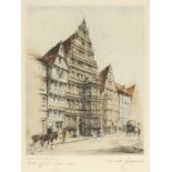 Ernst Zipperer1888 Ulm - 1982 Heilbronn - "Leibnizhaus in Hannover" - Kolorierte Radierung/Papier.