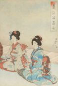 Yoshu Chikanobu1838 Takada - 1912 - Zwei Geishas - Farbholzschnitt. 34,5 x 23,5 cm (