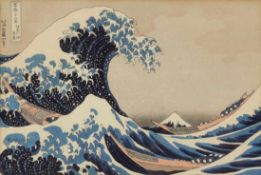 Katsushika Hokusai1760 Honjo - 1849 Asakusa - nach "Die große Welle vor Kanagawa" - Farbholzschnitt.