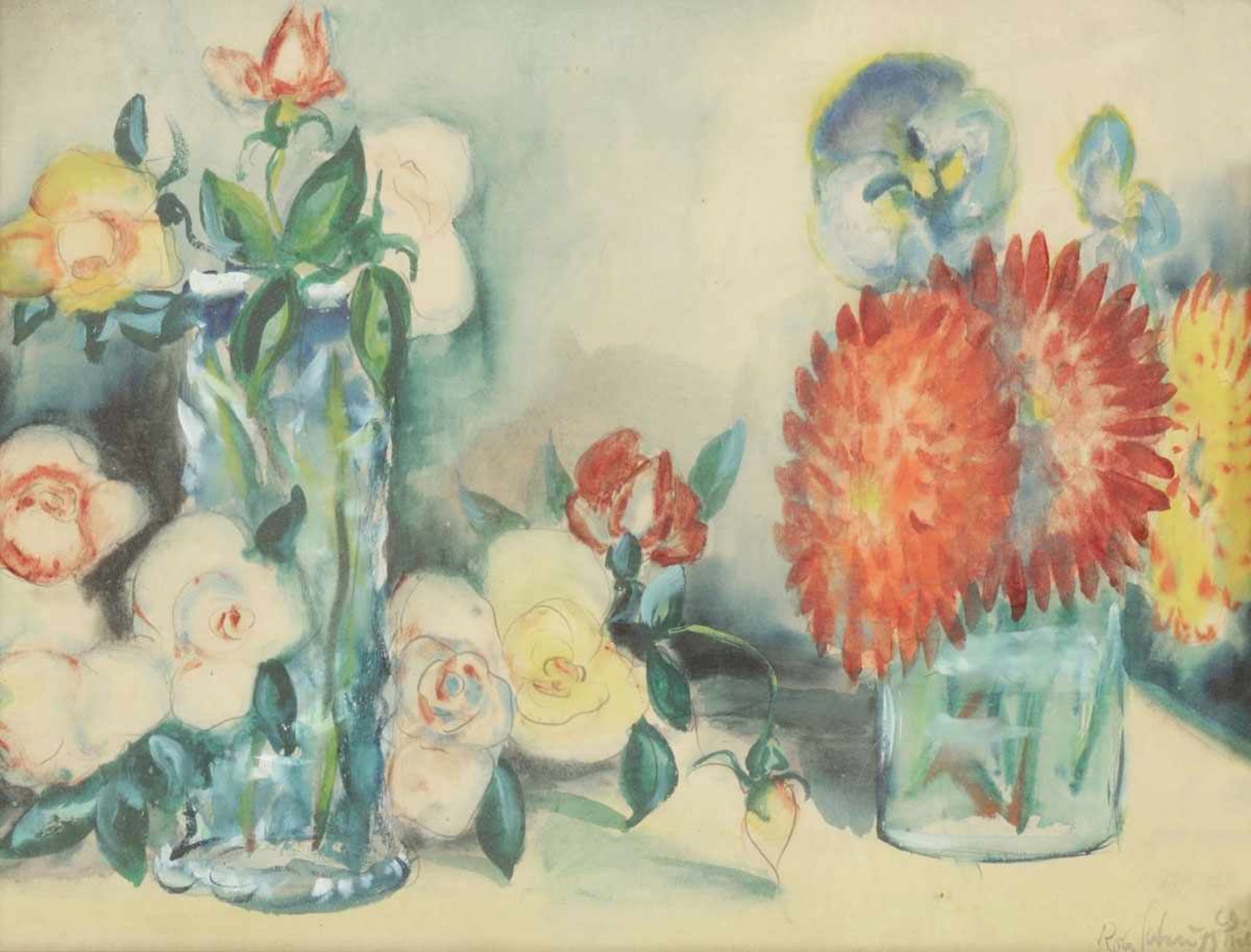 Robert Schuppner1896 Hamm/Sieg - 1962 Berlin - Blumen - Aquarell/Papier. 26 x 35,5 cm. Sign. und