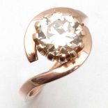Altschliff-Brillant Ring750/- Rotgold, ungestempelt, geprüft. Gewicht: 5,6g. 1 Diamant im Altschliff