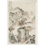Chinesischer Künstler des 19. Jahrhunderts- Yunnan Berge - Aquarell. 54,5 x 34,5 cm. 62,5 x 43 cm. -