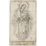 Albrecht Dürer1471 Nürnberg - 1528 Nürnberg - "Maria auf dem Halbmond" - Kupferstich. 13 x 7,5 cm.