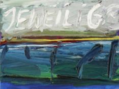Giso Westing1955 Hannover - "Jeweilig" - Öl/Lwd. 30 x 40 cm. Rückseitig sign. und dat.: Giso Westing
