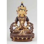 BodhisattvaTibet. - Amitayus - Bronze. Polychrom bemalt. H. 21 cm.