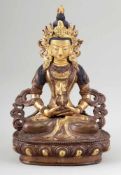 BodhisattvaTibet. - Amitayus - Bronze. Polychrom bemalt. H. 21 cm.