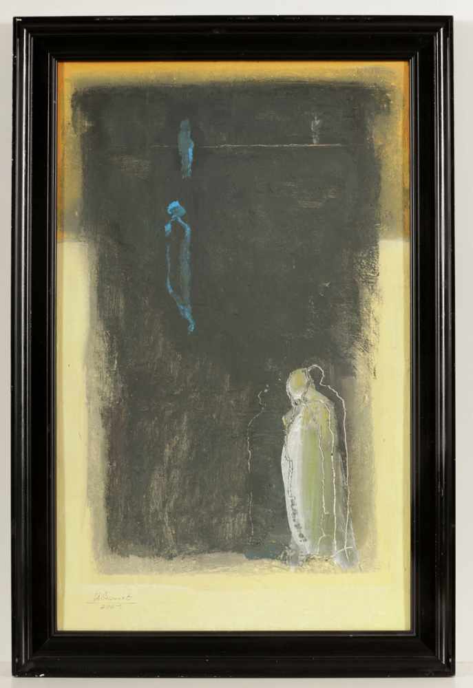 Harald Grunert1944 Berlin - Komposition mit Figuren - Öl/Hartfaser. 80 x 50 cm. Sign. und dat. l. - Image 2 of 2