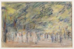 Max Liebermann1847 Berlin - 1935 Berlin - "Parklandschaft" - Pastellkreiden/Papier. 12,4 x 20 cm.