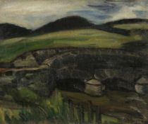 Otto Gleichmann1887 Mainz - 1963 Hannover - "Bergige Landschaft mit Steinbrücke" - Öl/Lwd. 46 x 55,5